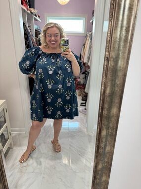 Old Navy Floral Off-Shoulder Babydoll Dress - Navy